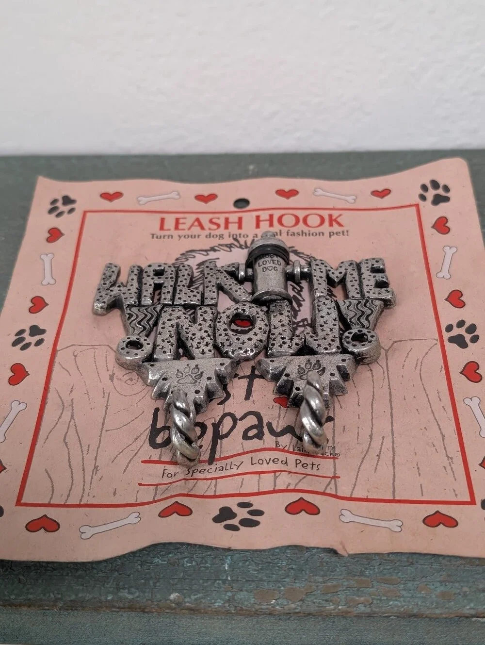 Just Bepaws Walk Me Now Pewter Wall Two Hook Key Holder Dog Pet Leash Hanger